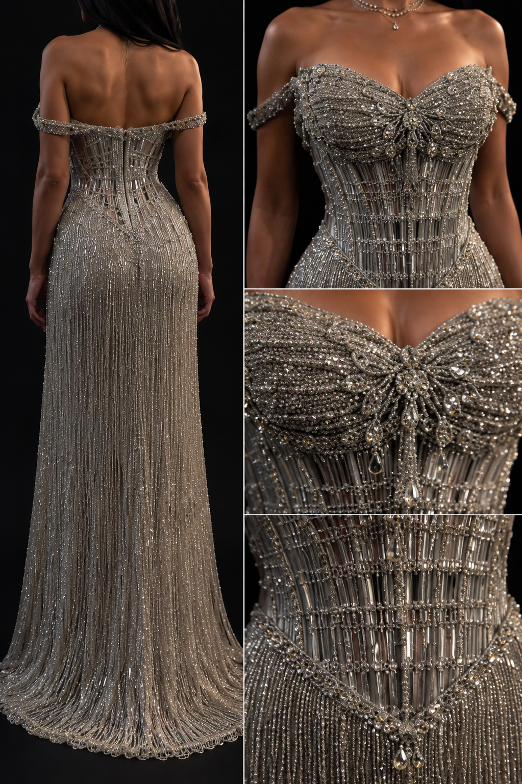 Silver Crystal Corset Gown