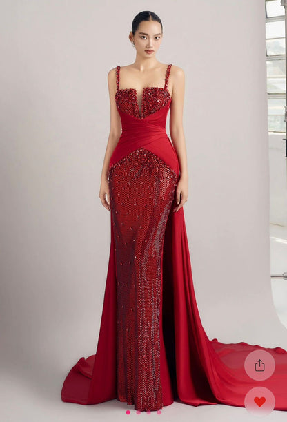 A custom-made dress designed especially for a client, with the color customized to a deep, elegant green. ✨