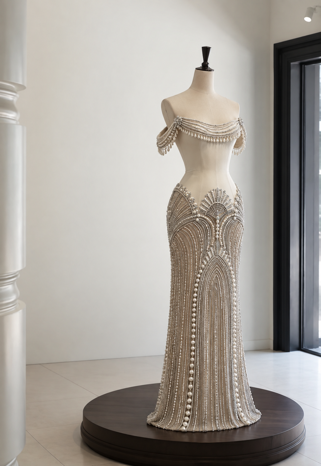 Pearl Cascade Couture Gown