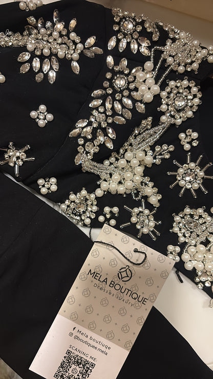 The Royal Chair Black Crystal Gown