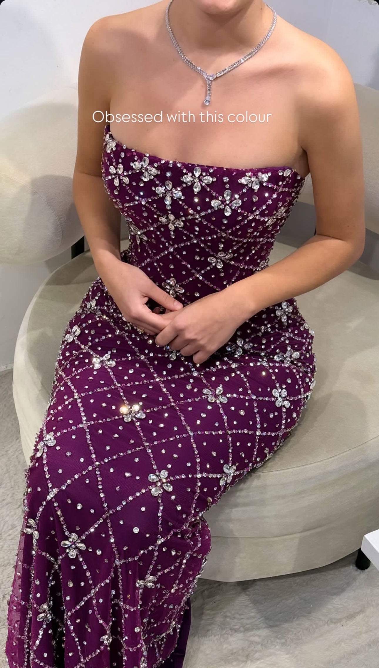 Burgundy Crystal-Embellished Gown