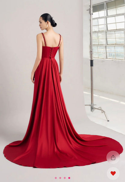 A custom-made dress designed especially for a client, with the color customized to a deep, elegant green. ✨