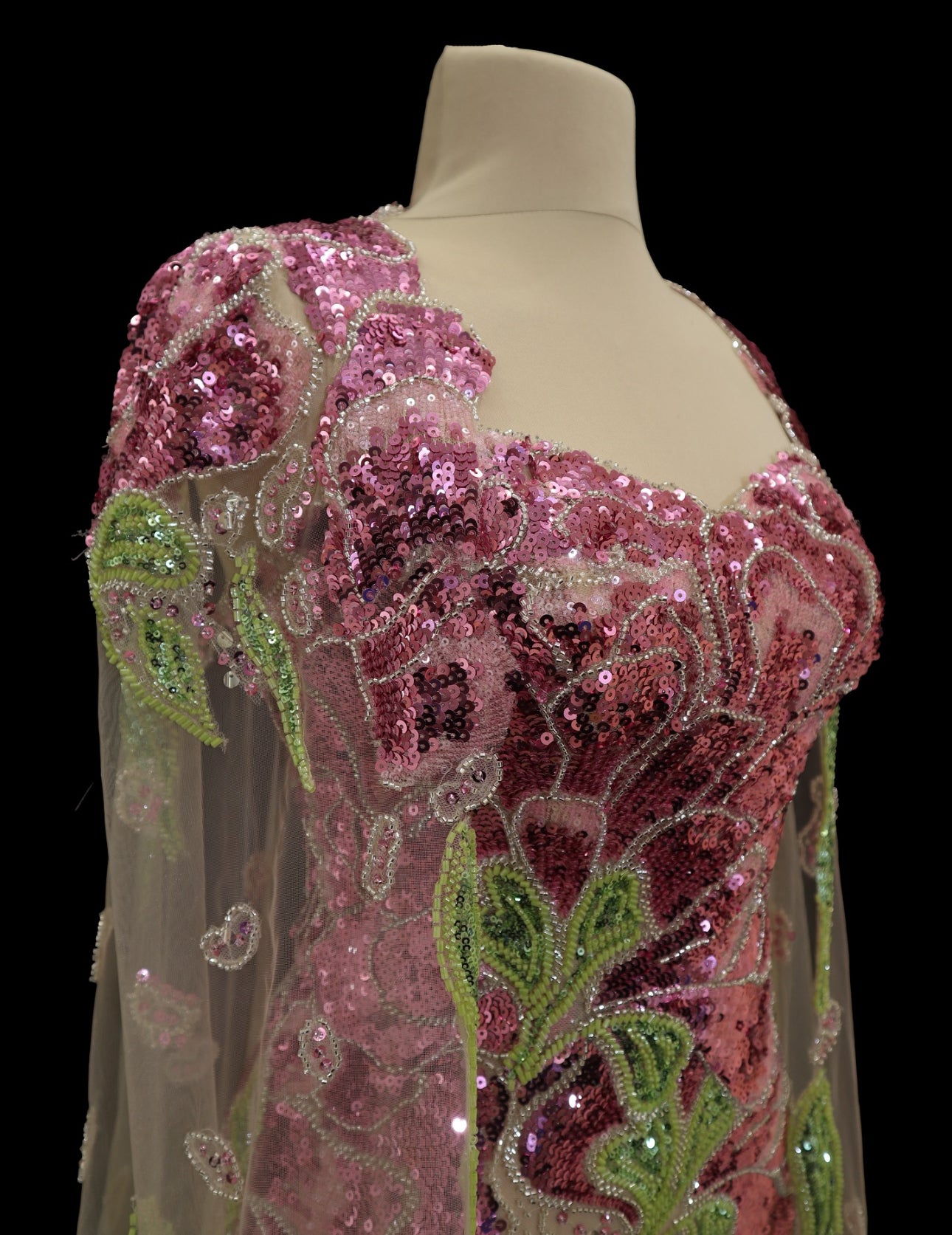 Rose Glimmer Cape Dress