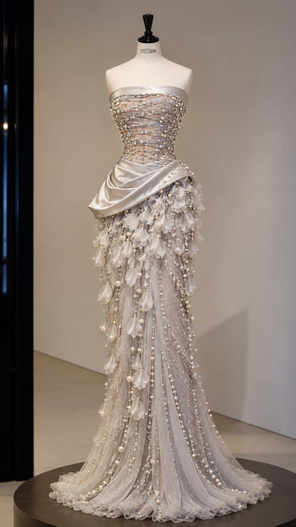 Silver Petal Couture Gown