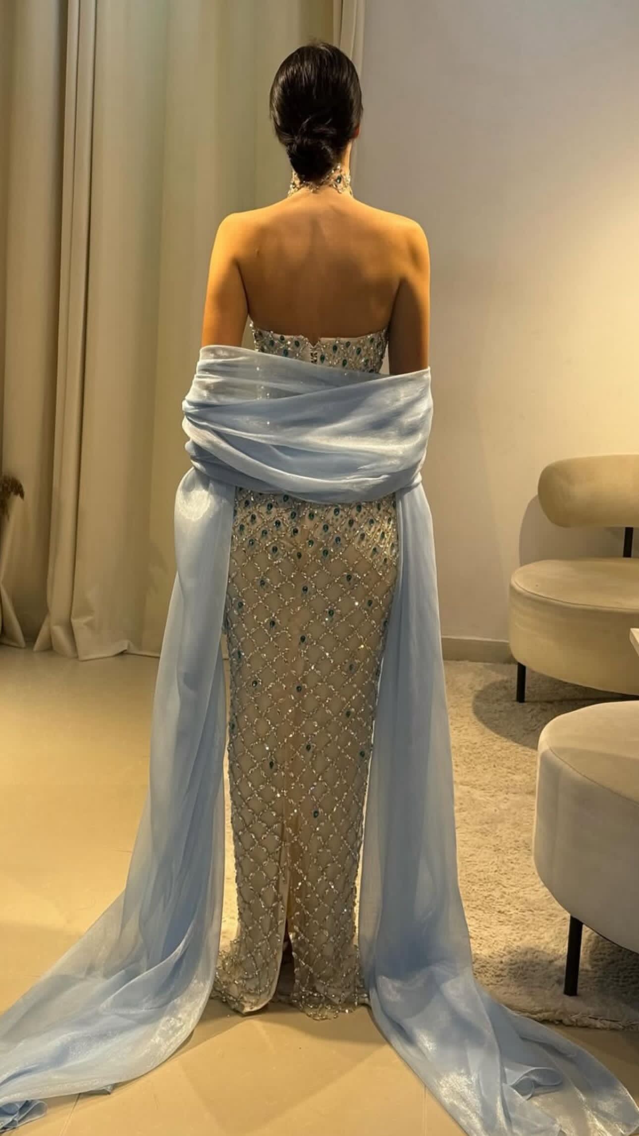 Blue Aurora Crystal Gown