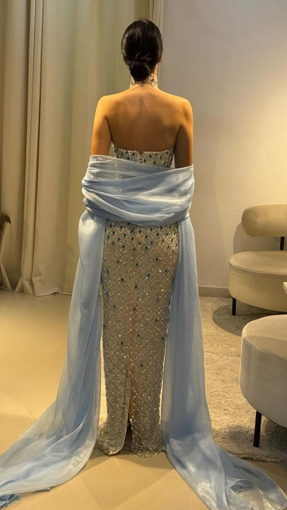Blue Aurora Crystal Gown