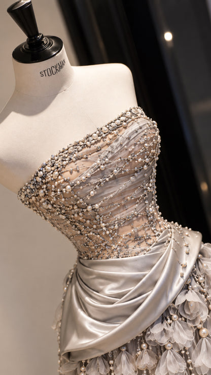 Silver Petal Couture Gown