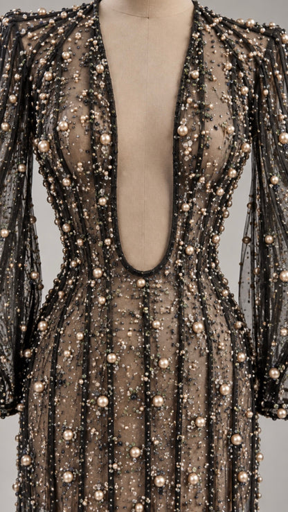 Midnight Pearl Couture Gown