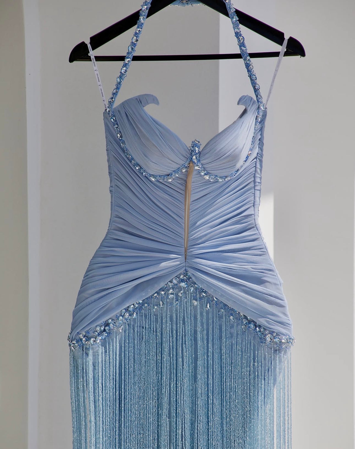 Sky Blue Fringe Gown