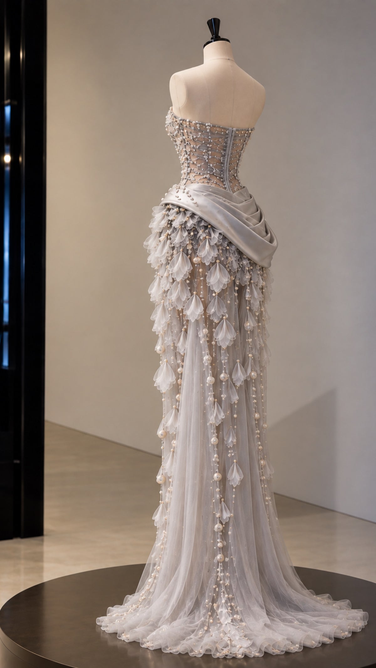 Silver Petal Couture Gown
