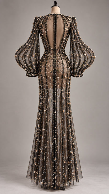 Midnight Pearl Couture Gown