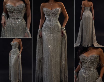 Silver Crystal Corset Gown