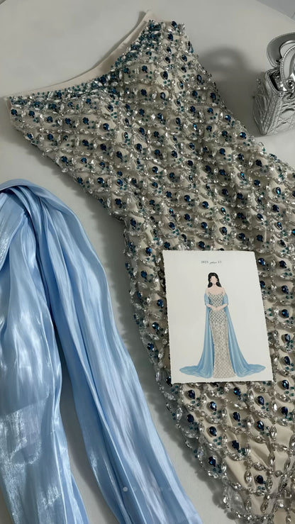 Blue Aurora Crystal Gown