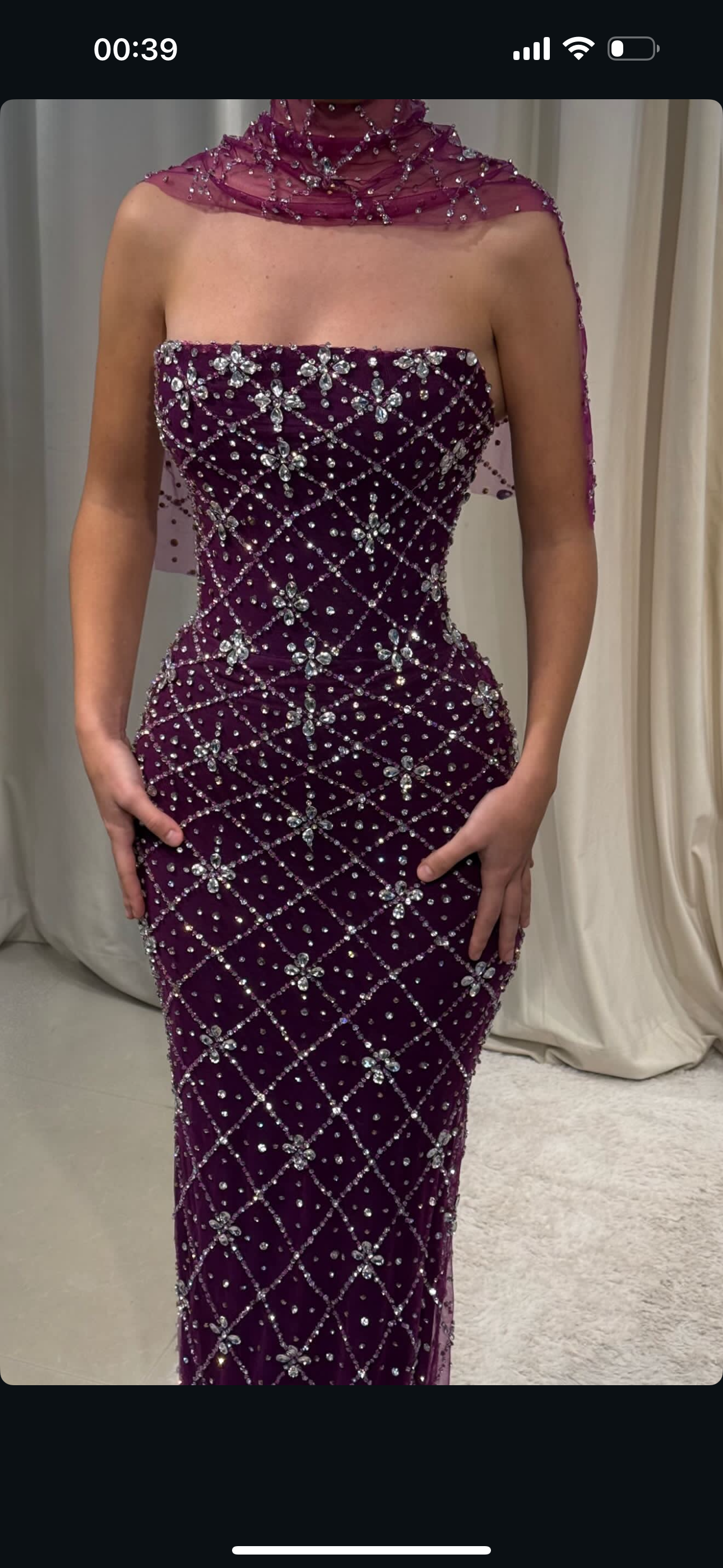 Burgundy Crystal-Embellished Gown