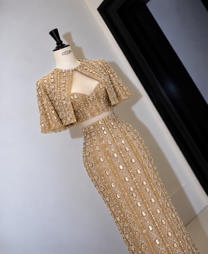 Golden Majesty Embellished Two-Piece Gown