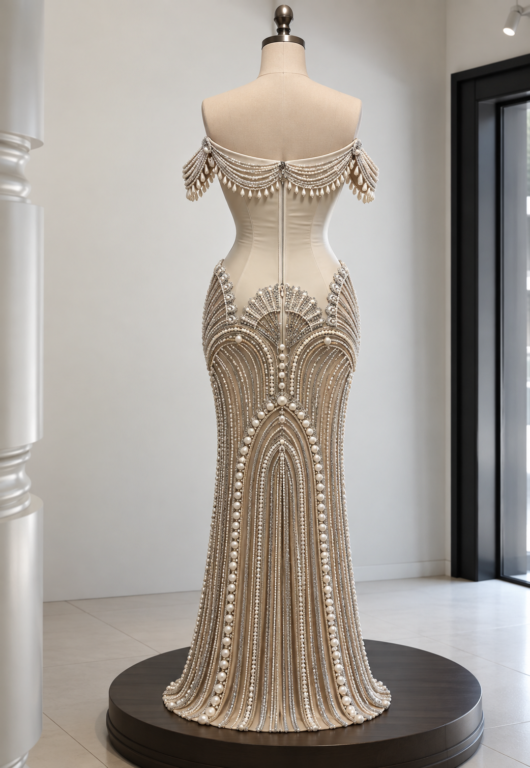 Pearl Cascade Couture Gown