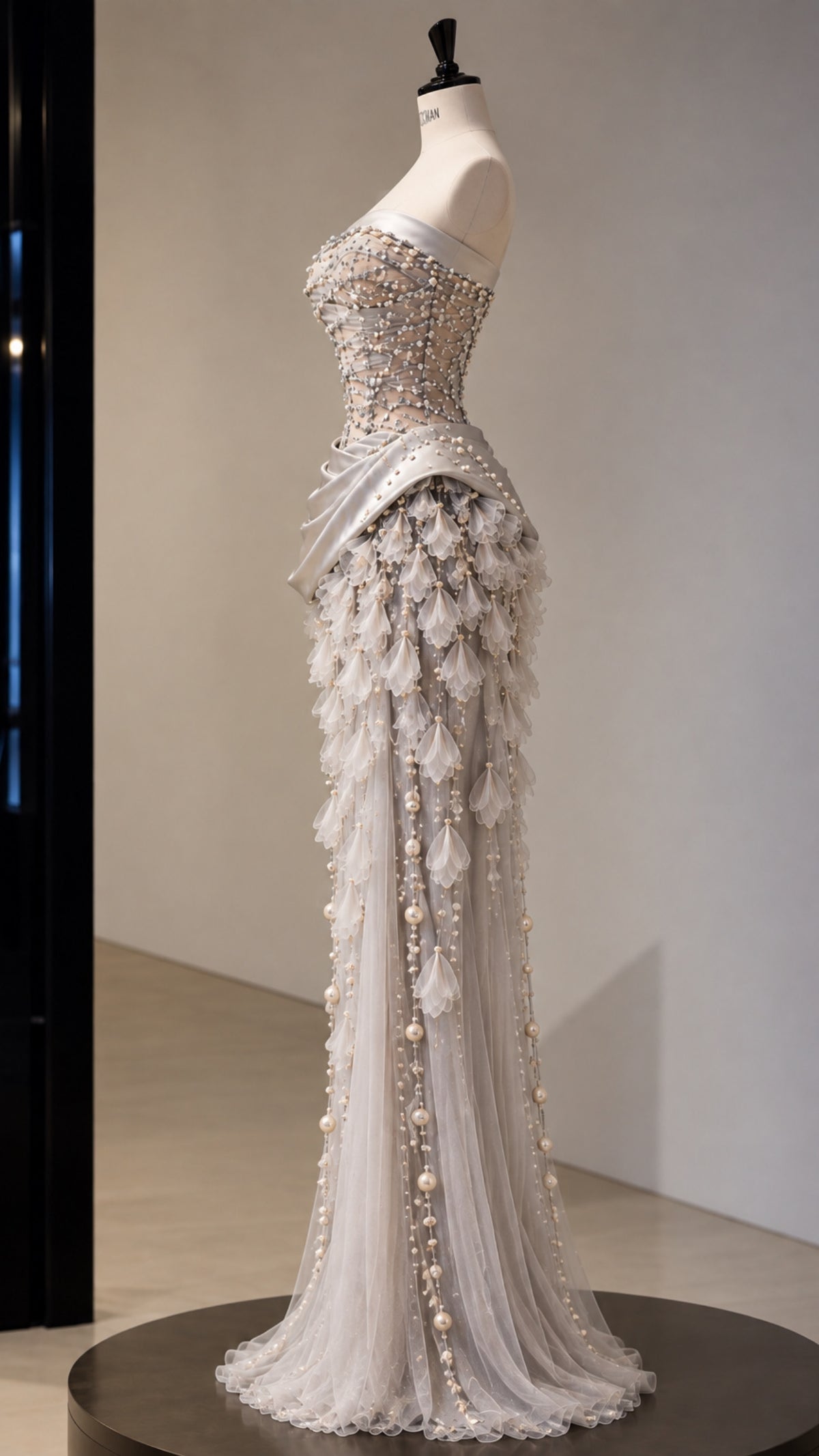 Silver Petal Couture Gown