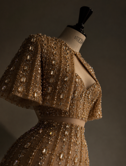Golden Majesty Embellished Two-Piece Gown