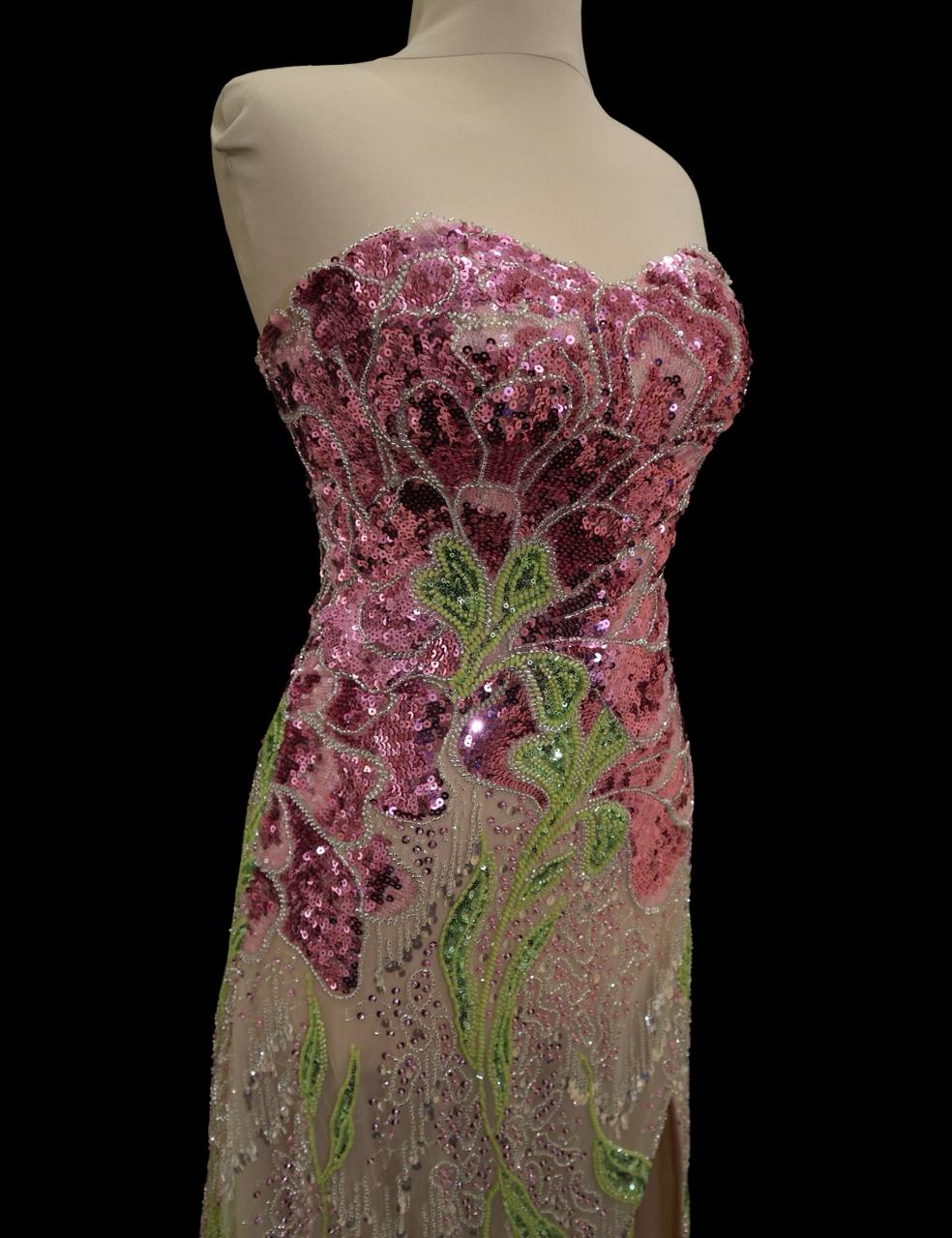 Rose Glimmer Cape Dress