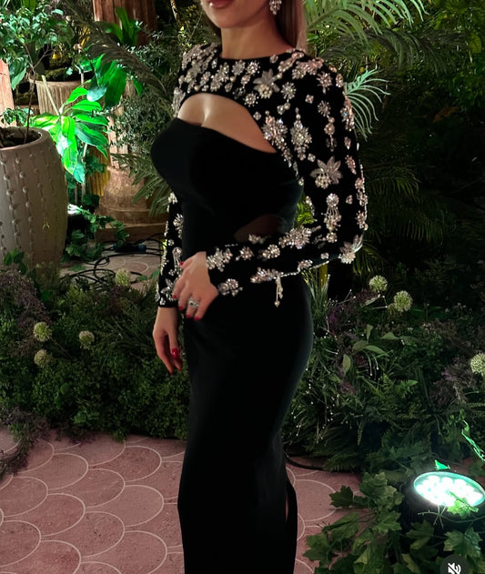 The Royal Chair Black Crystal Gown