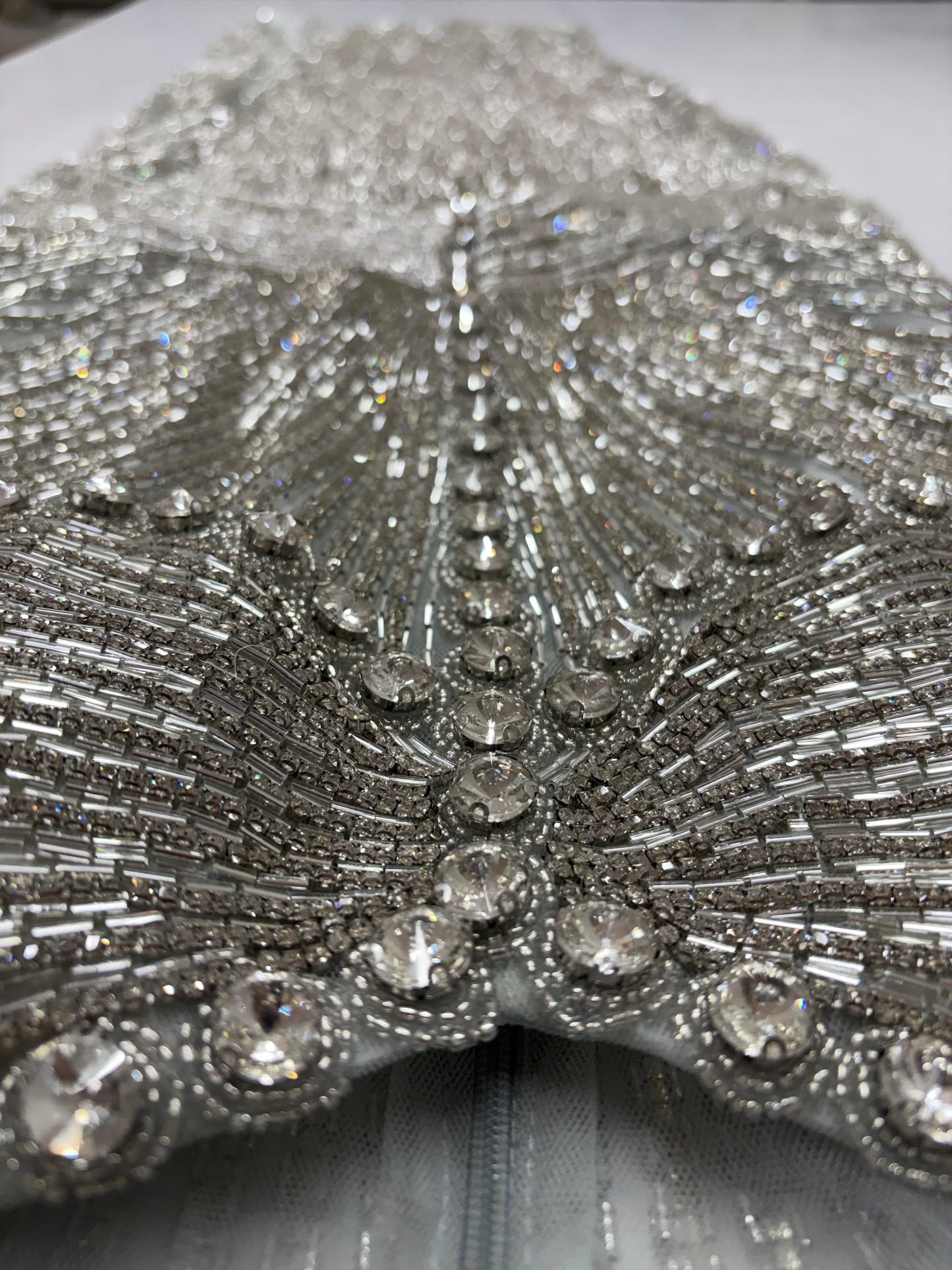 Silver Beaded Fringe Gown