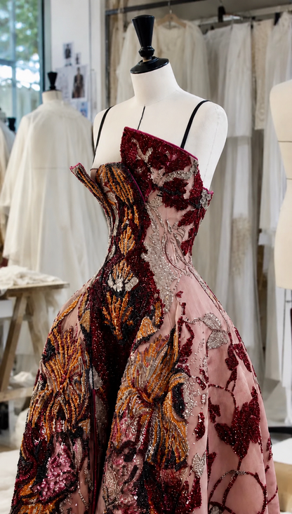 The Burgundy Botanica Gown
