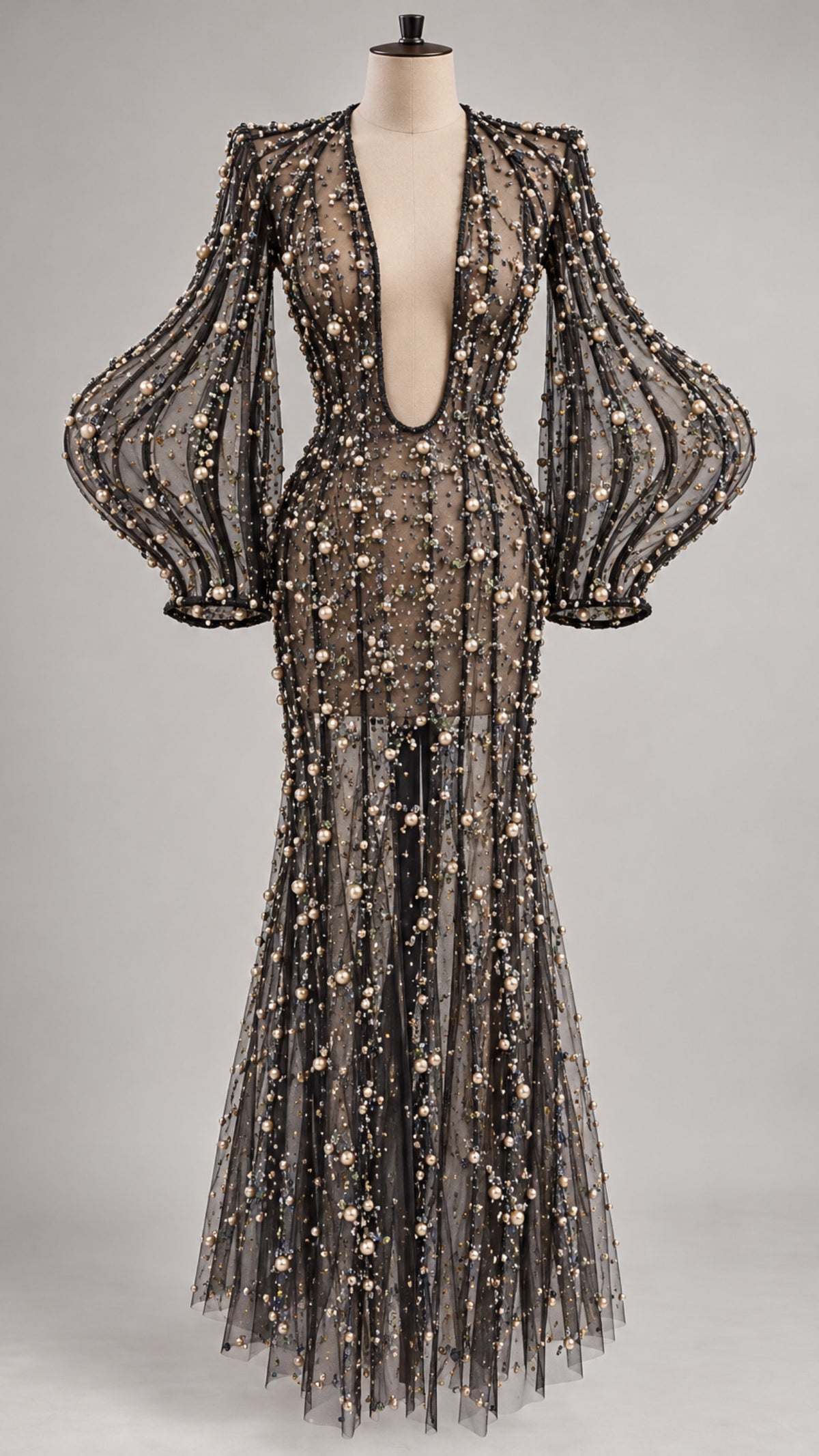 Midnight Pearl Couture Gown