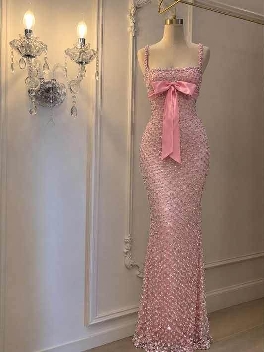 Elegant Pink Bow Gown