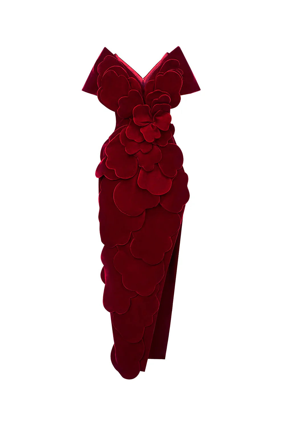 فستان احمر ملكي مع اكمام