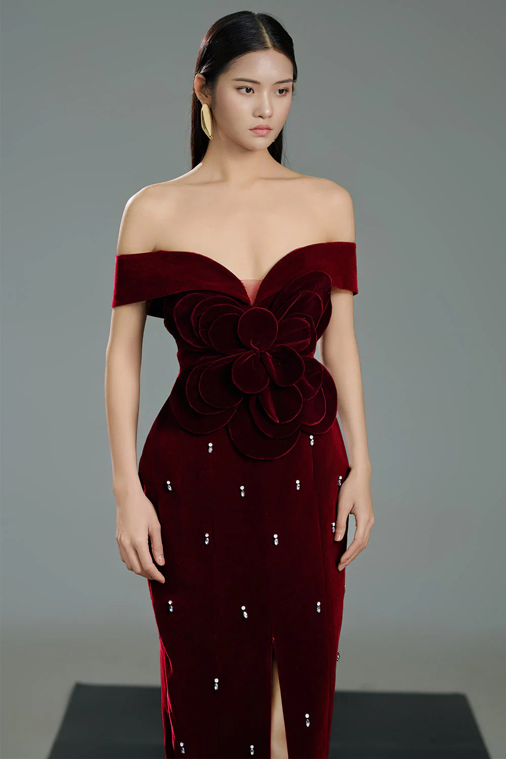 red crystals dress Red Crystal Evening Dress